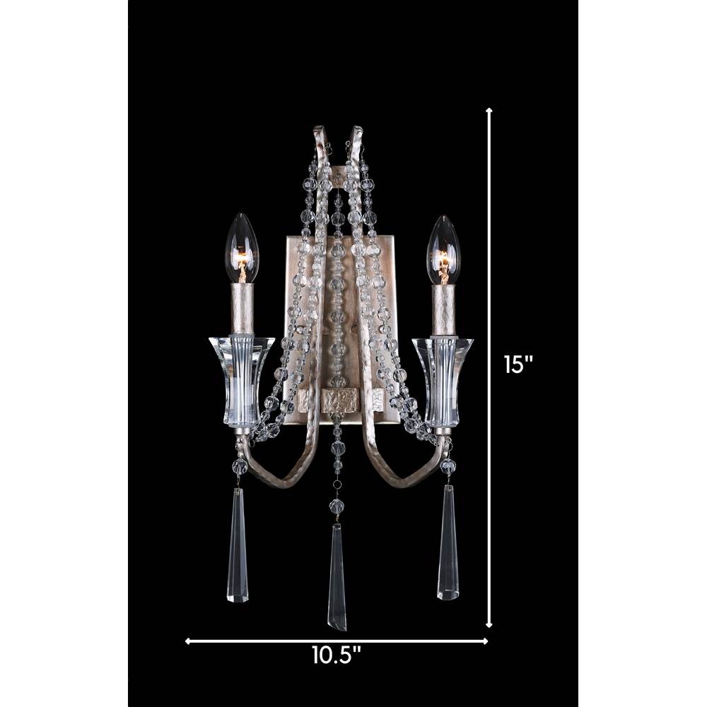 Varaluz 270W02TR Transcend Silver Barcelona 2-lt Crystal Sconce - Transcend Silver Image 3
