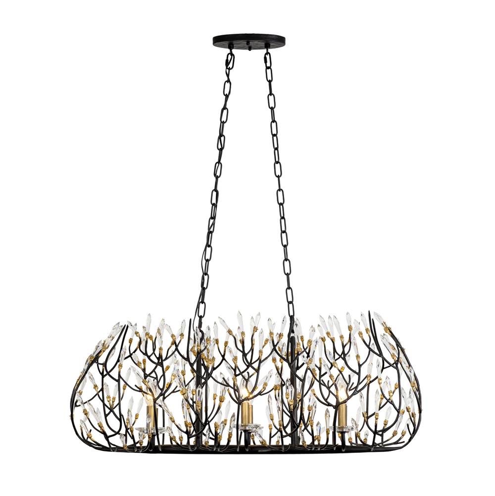 Varaluz Bask 6-lt Crystal Linear Pendant - Gold Dust