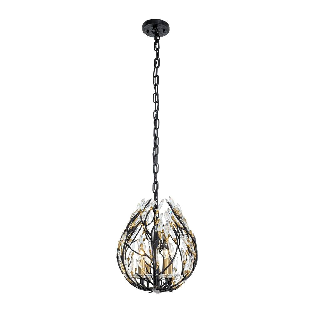 Varaluz 271N06MBFG Matte Black,French Gold Bask 6-lt Crystal Linear Pendant - Matte Black/french Gold Image 7