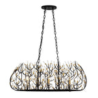 Varaluz 271N06MBFG Matte Black,French Gold Bask 6-lt Crystal Linear Pendant - Matte Black/french Gold Image 6