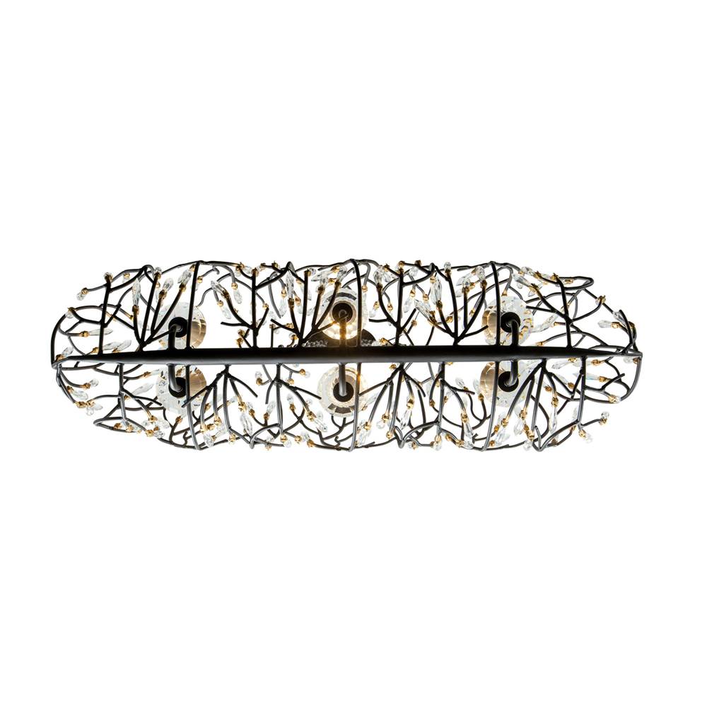 Varaluz 271N06MBFG Matte Black,French Gold Bask 6-lt Crystal Linear Pendant - Matte Black/french Gold Image 4