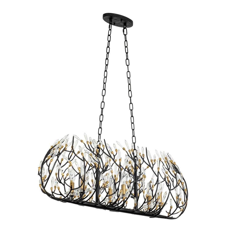 Varaluz 271N06MBFG Matte Black,French Gold Bask 6-lt Crystal Linear Pendant - Matte Black/french Gold Image 3