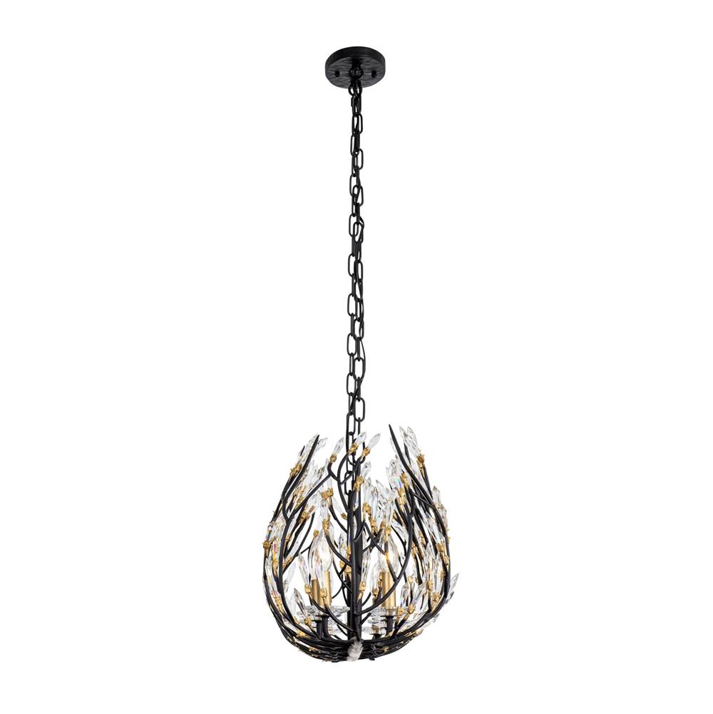 Varaluz 271N08MBFG Matte Black,French Gold Bask 8-lt Crystal Linear Pendant - Matte Black/french Gold Image 9