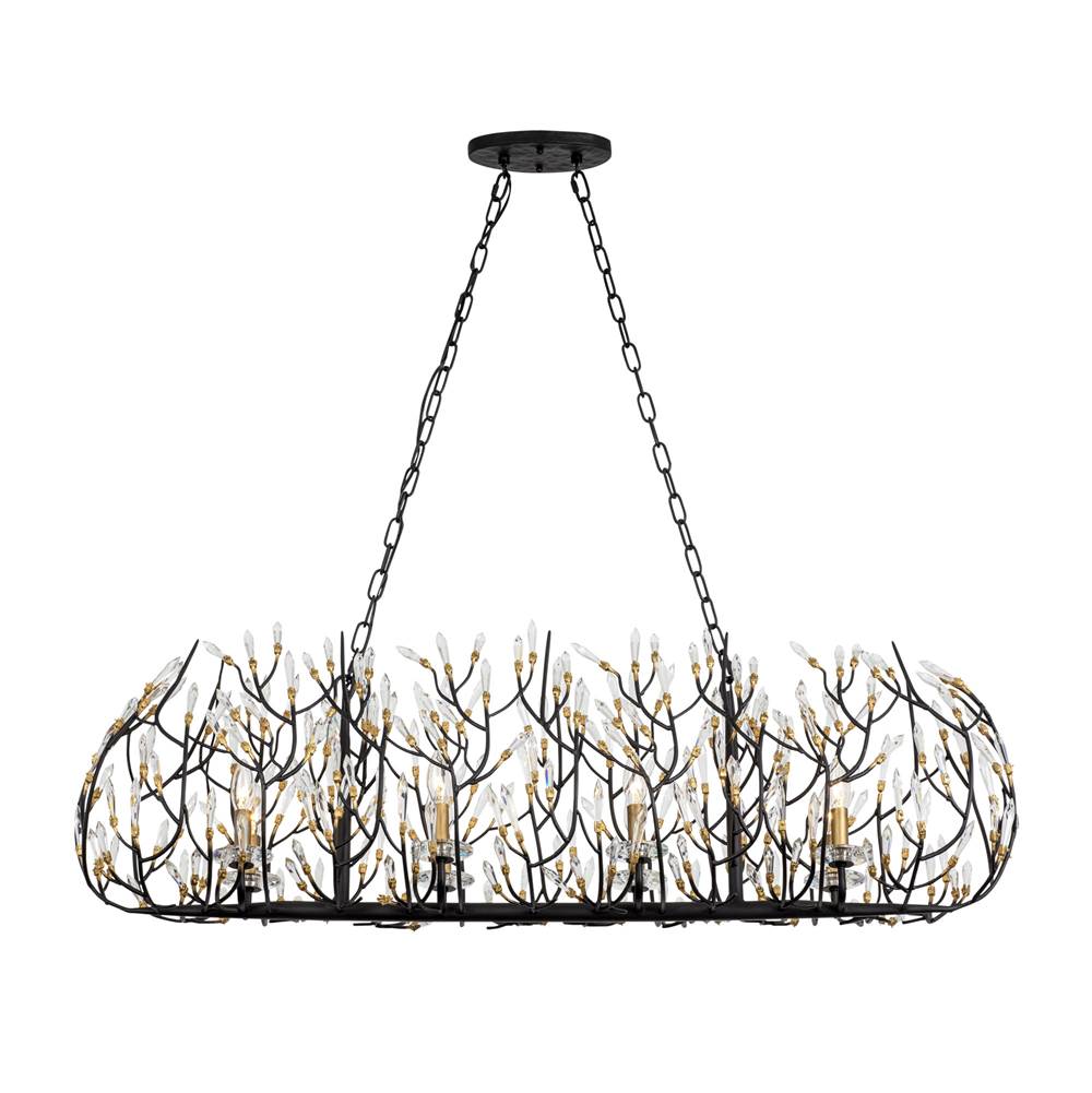 Varaluz 271N08MBFG Matte Black,French Gold Bask 8-lt Crystal Linear Pendant - Matte Black/french Gold Image 8