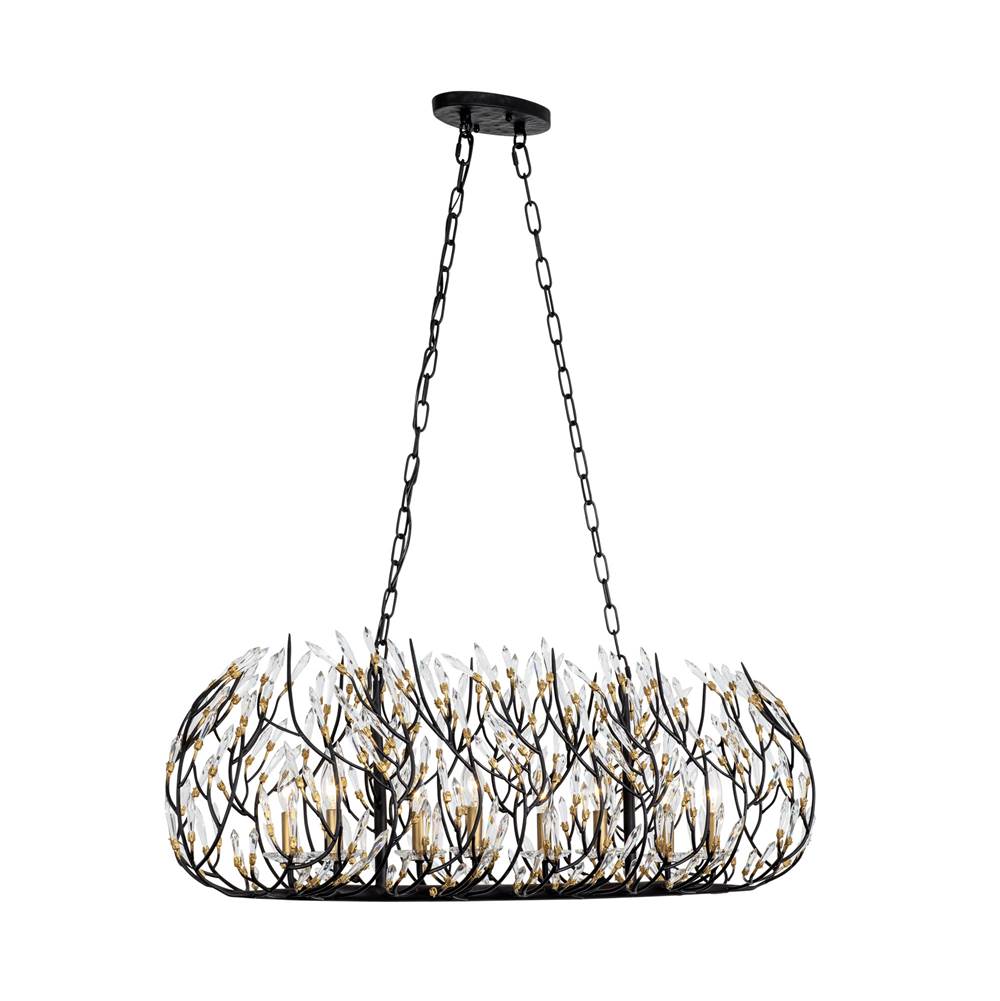 Varaluz 271N08MBFG Matte Black,French Gold Bask 8-lt Crystal Linear Pendant - Matte Black/french Gold Image 6