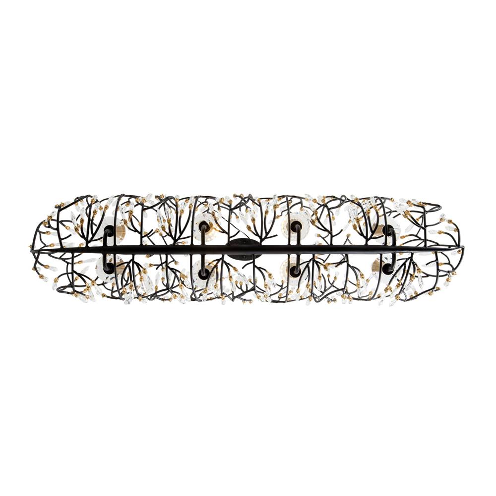 Varaluz 271N08MBFG Matte Black,French Gold Bask 8-lt Crystal Linear Pendant - Matte Black/french Gold Image 5