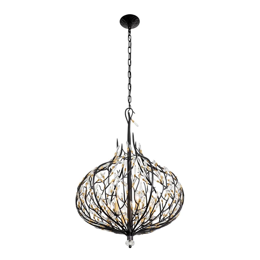 Varaluz Bask 6-lt Crystal Pendant - Gold Dust