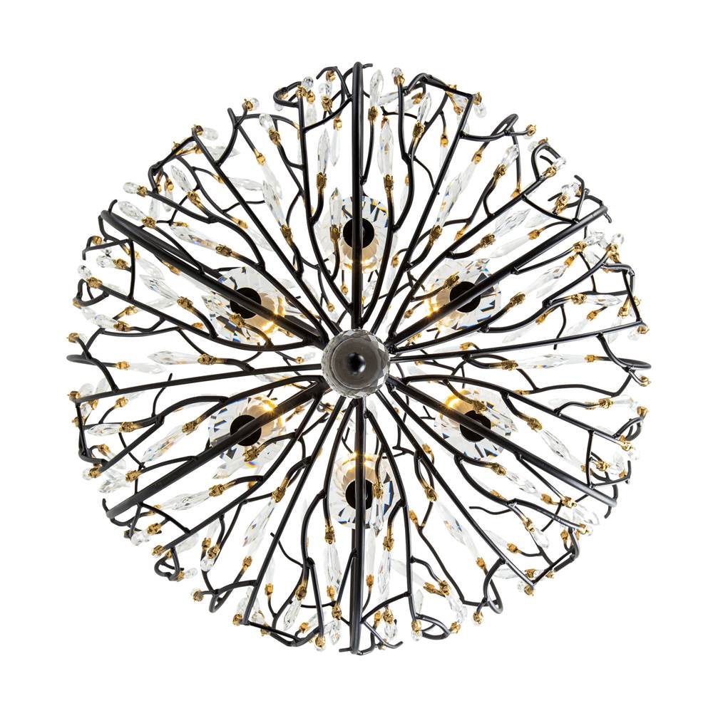 Varaluz 271P06MBFG Matte Black,French Gold Bask 6-lt Crystal Pendant - Matte Black/french Gold Image 6