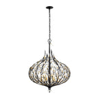 Varaluz 271P06MBFG Matte Black,French Gold Bask 6-lt Crystal Pendant - Matte Black/french Gold Image 4