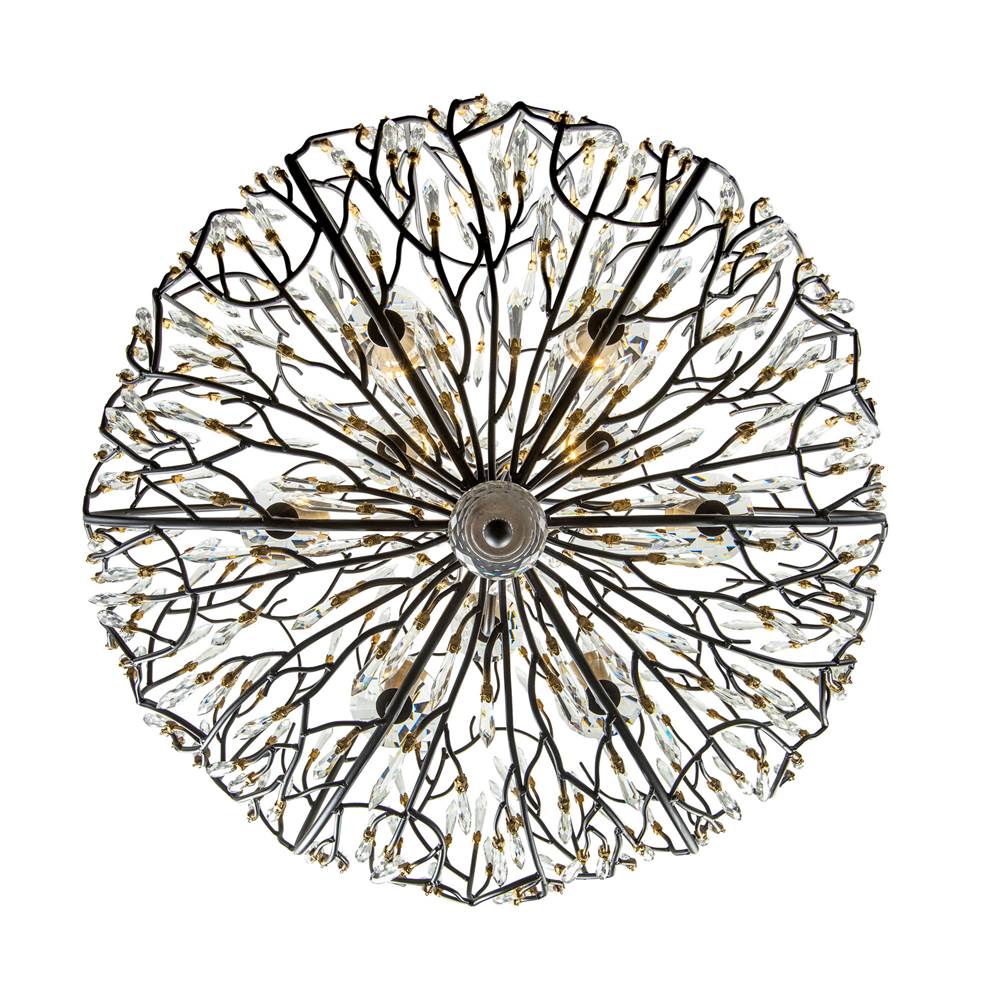 Varaluz 271P09MBFG Matte Black,French Gold Bask 9-lt Crystal Pendant - Matte Black/french Gold Image 5
