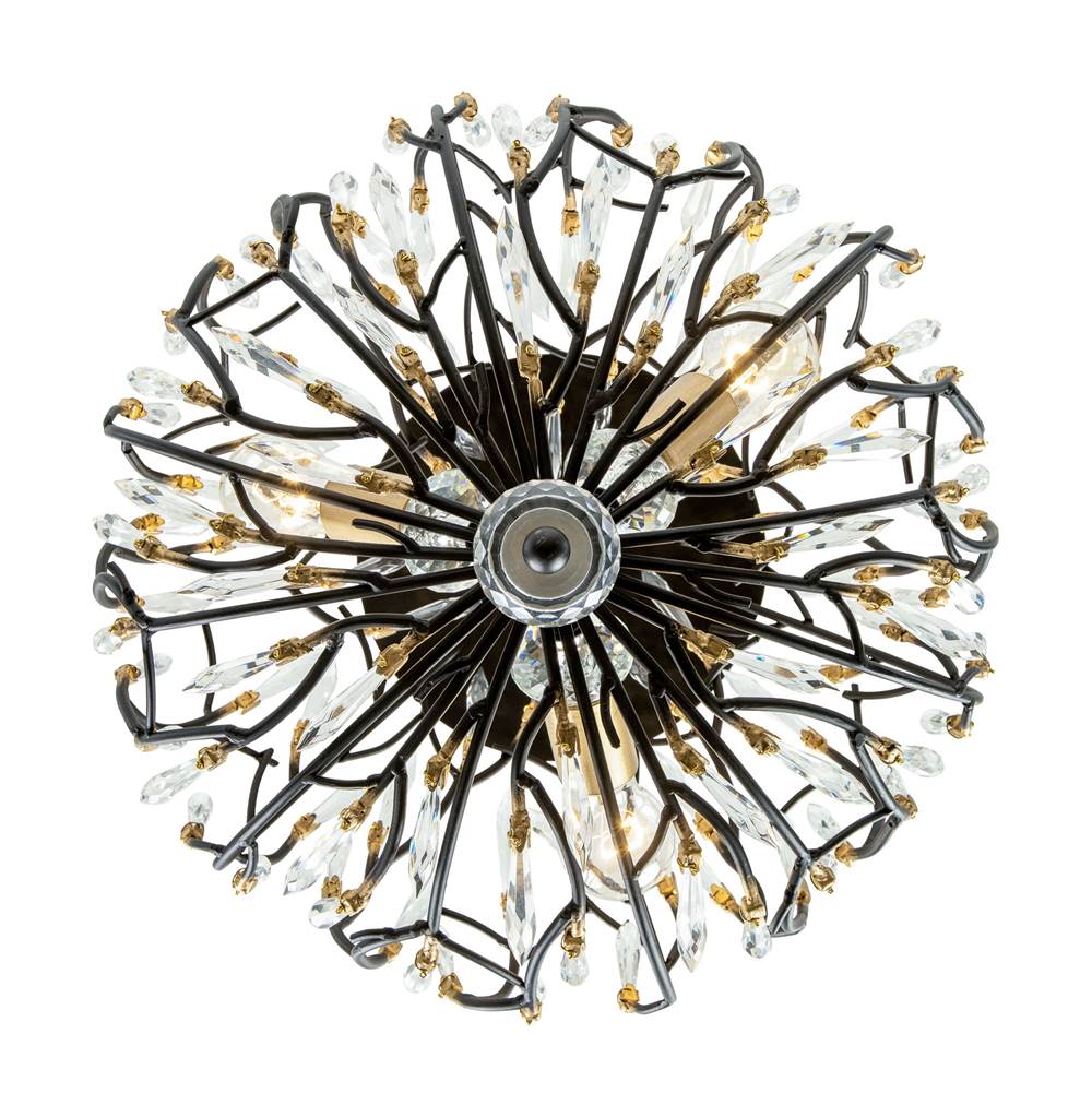 Varaluz 271S03MBFG Matte Black,French Gold Bask 3-lt Crystal Semi-flush - Matte Black/french Gold Image 3
