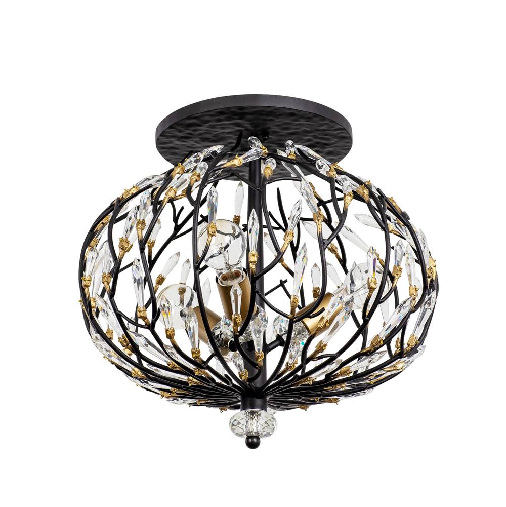 Varaluz 271S03MBFG Matte Black,French Gold Bask 3-lt Crystal Semi-flush - Matte Black/french Gold Image 2