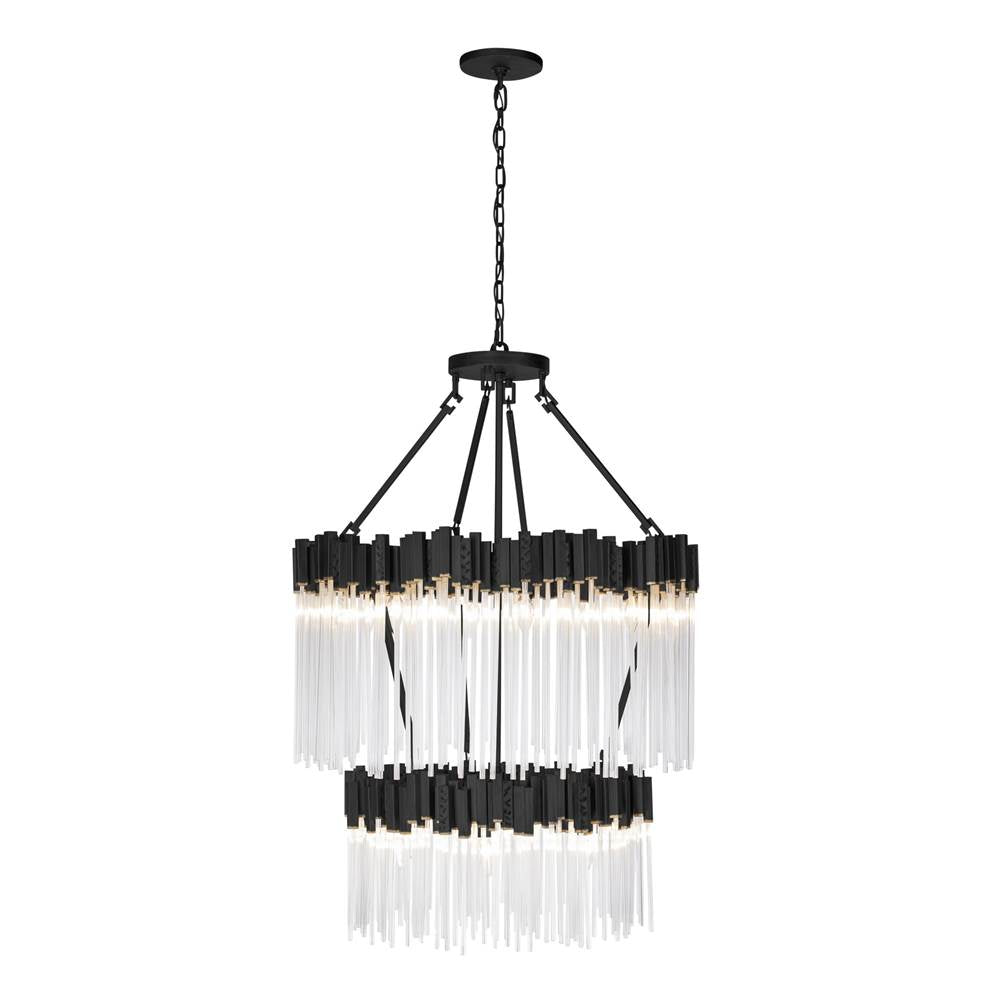 Varaluz Matrix 14-lt 2-tier Chandelier - Matte Black/french Gold