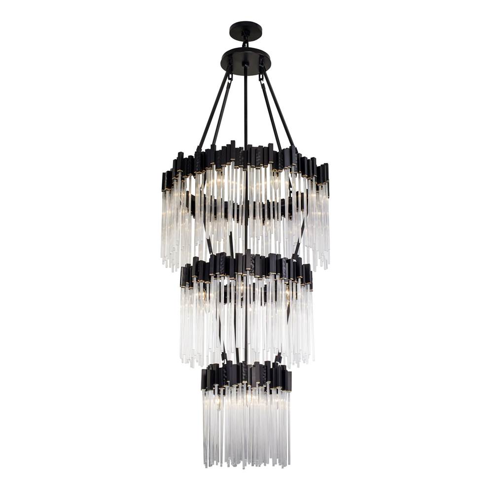 Varaluz 309C19MBFG Matte Black,French Gold Matrix 18-lt 3-tier Chandelier - Matte Black/french Gold Image 1