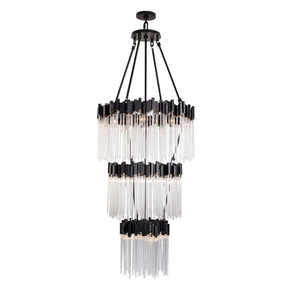 Varaluz 309C19MBFG Matte Black,French Gold Matrix 18-lt 3-tier Chandelier - Matte Black/french Gold Image 3