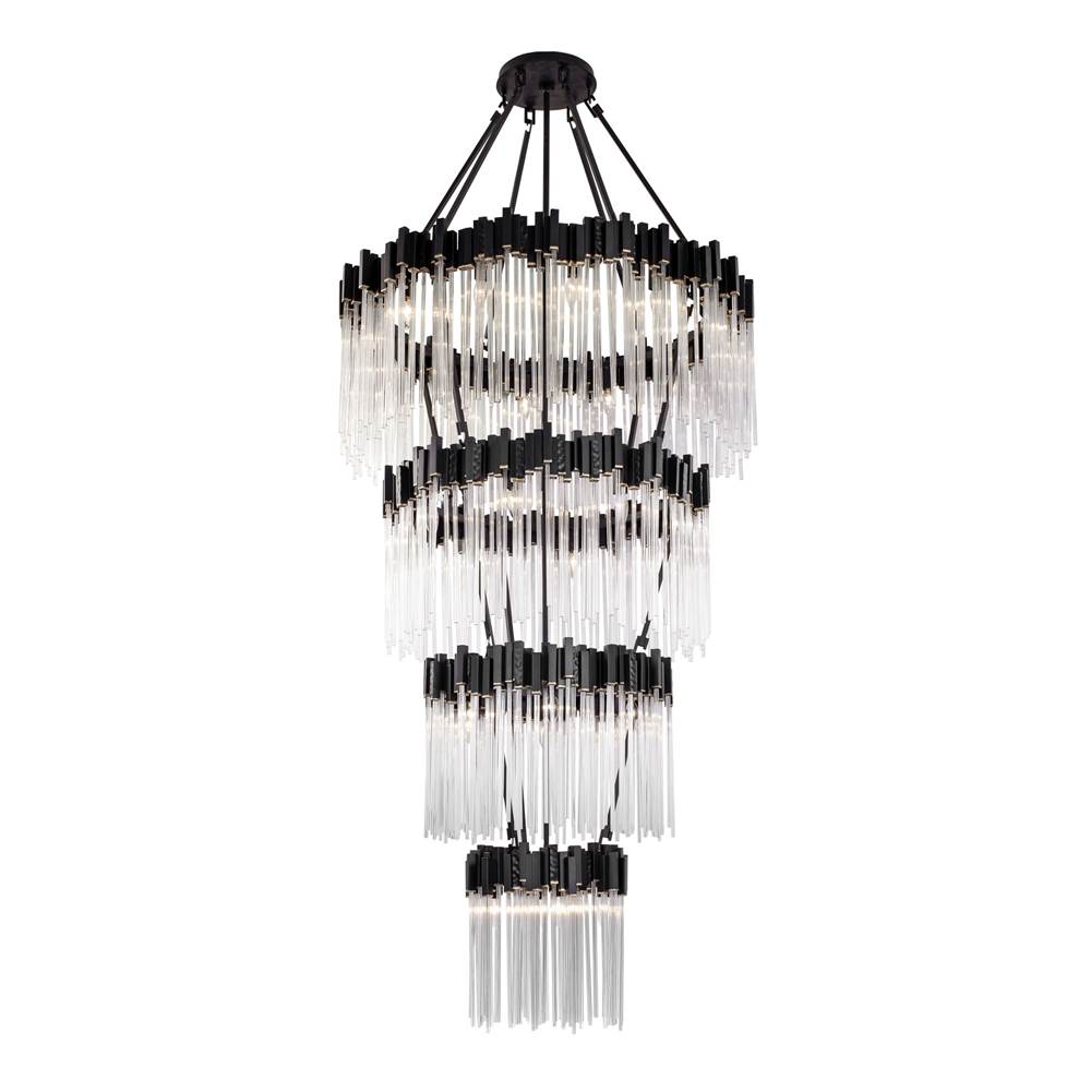 Varaluz 309C30MBFG Matte Black,French Gold Matrix 30-lt 4-tier Chandelier - Matte Black/french Gold Image 1
