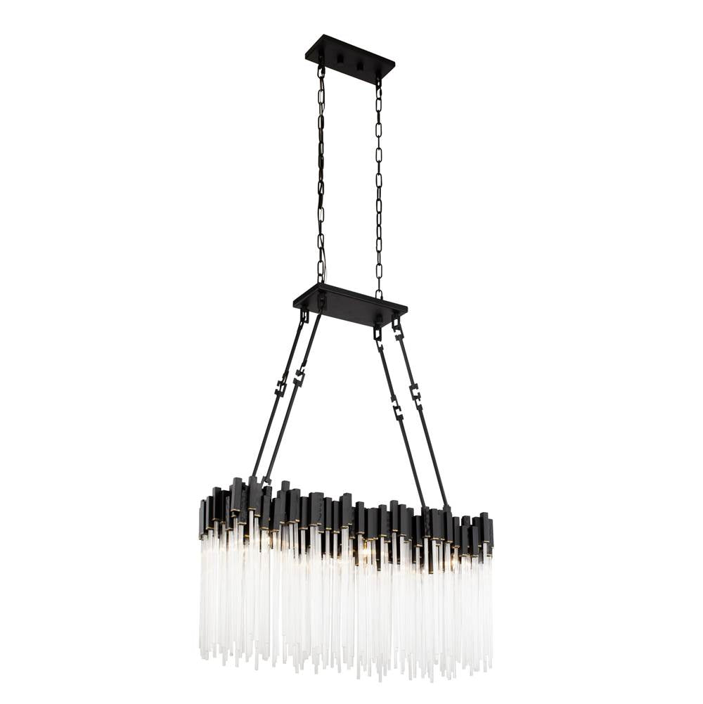 Varaluz 309N06MBFG Matte Black,French Gold Matrix 6-lt Linear Pendant - Matte Black/french Gold Image 1
