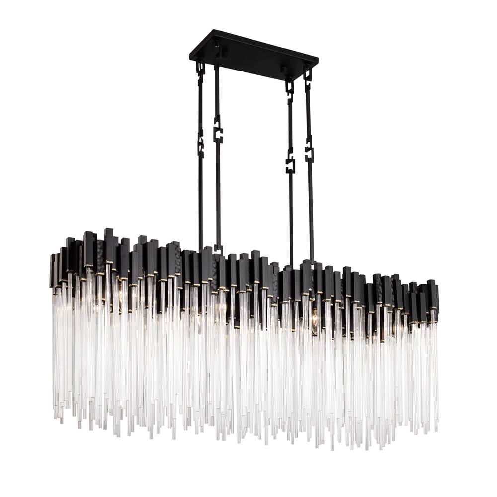 Varaluz 309N08MBFG Matte Black,French Gold Matrix 8-lt Linear Pendant - Matte Black/french Gold Image 1