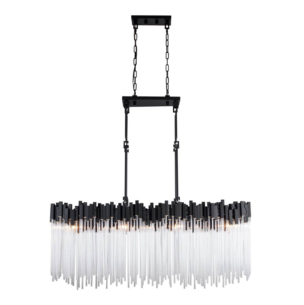 Varaluz 309N08MBFG Matte Black,French Gold Matrix 8-lt Linear Pendant - Matte Black/french Gold Image 9