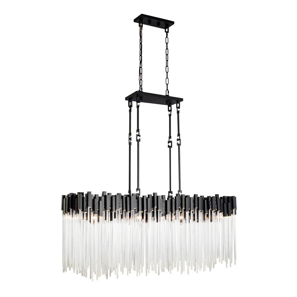 Varaluz 309N08MBFG Matte Black,French Gold Matrix 8-lt Linear Pendant - Matte Black/french Gold Image 7