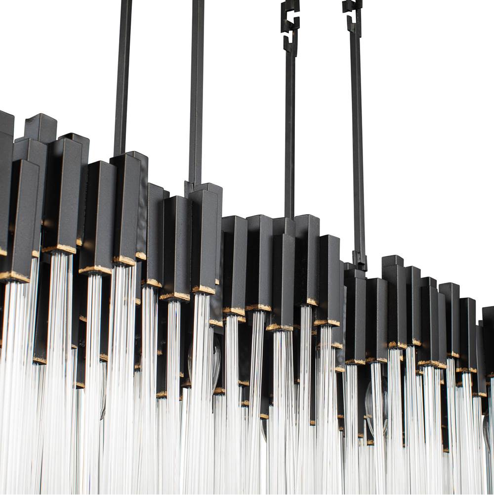 Varaluz 309N08MBFG Matte Black,French Gold Matrix 8-lt Linear Pendant - Matte Black/french Gold Image 2