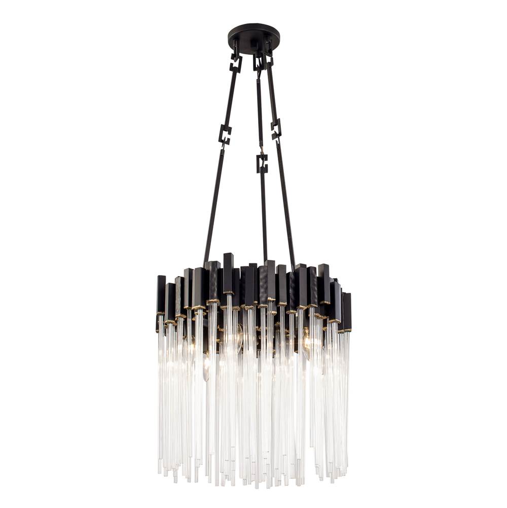 Varaluz 309P06MBFG Matte Black,French Gold Matrix 6-lt Pendant - Matte Black/french Gold Image 1