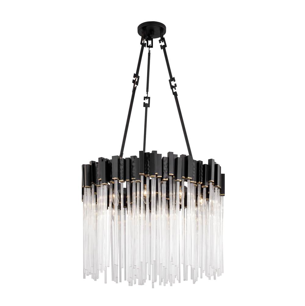 Varaluz 309P09MBFG Matte Black,French Gold Matrix 9-lt Pendant - Matte Black/french Gold Image 1
