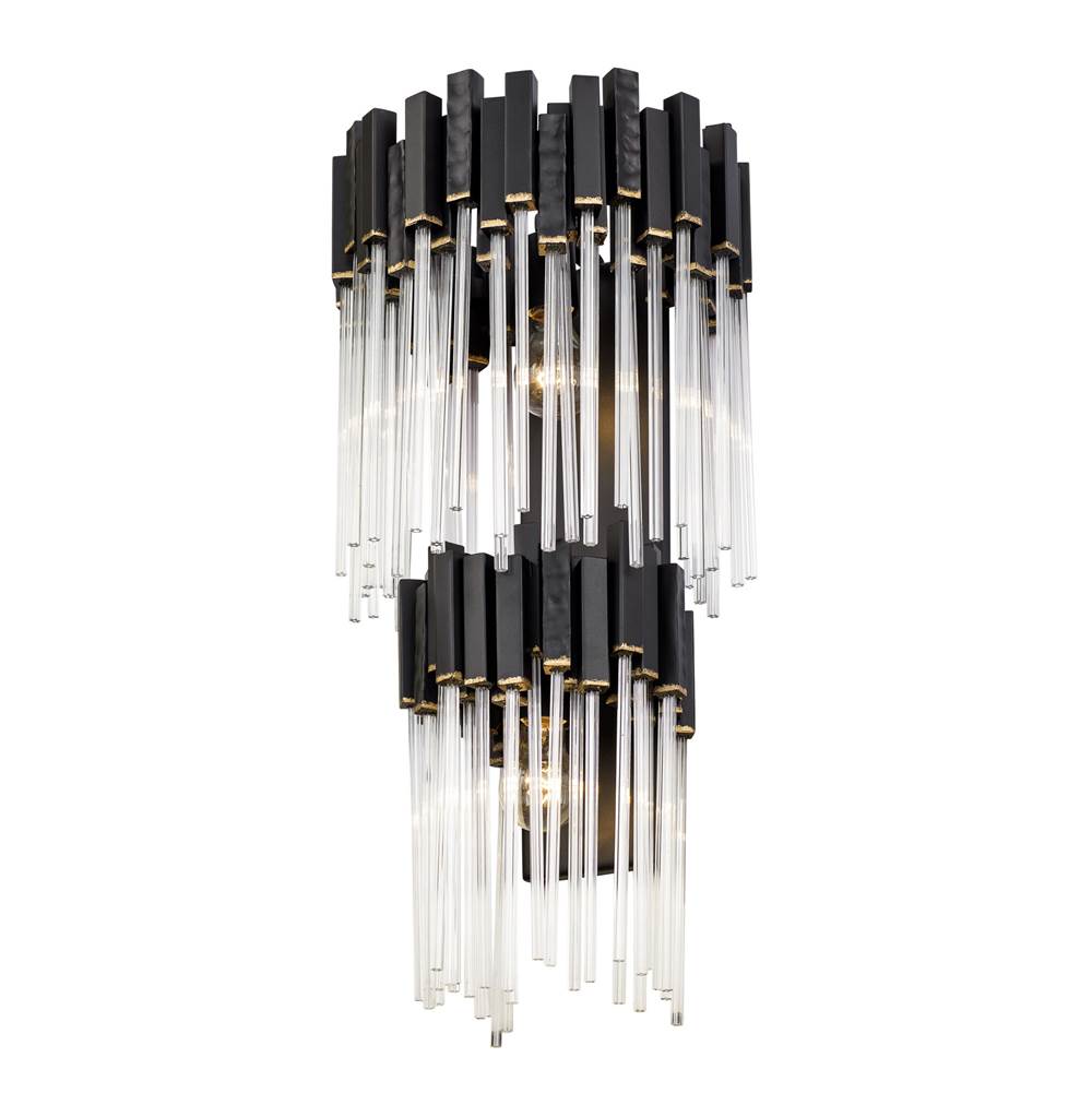 Varaluz 309W02LMBFG Matte Black,French Gold Matrix 2-lt 2-tier Sconce - Matte Black/french Gold Image 1