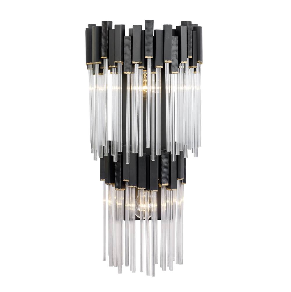 Varaluz 309W02LMBFG Matte Black,French Gold Matrix 2-lt 2-tier Sconce - Matte Black/french Gold Image 8
