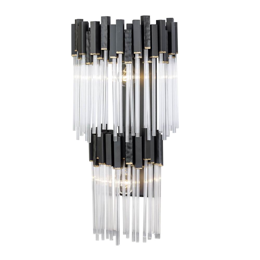 Varaluz 309W02LMBFG Matte Black,French Gold Matrix 2-lt 2-tier Sconce - Matte Black/french Gold Image 6