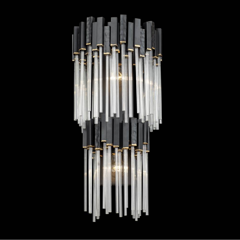 Varaluz 309W02LMBFG Matte Black,French Gold Matrix 2-lt 2-tier Sconce - Matte Black/french Gold Image 3