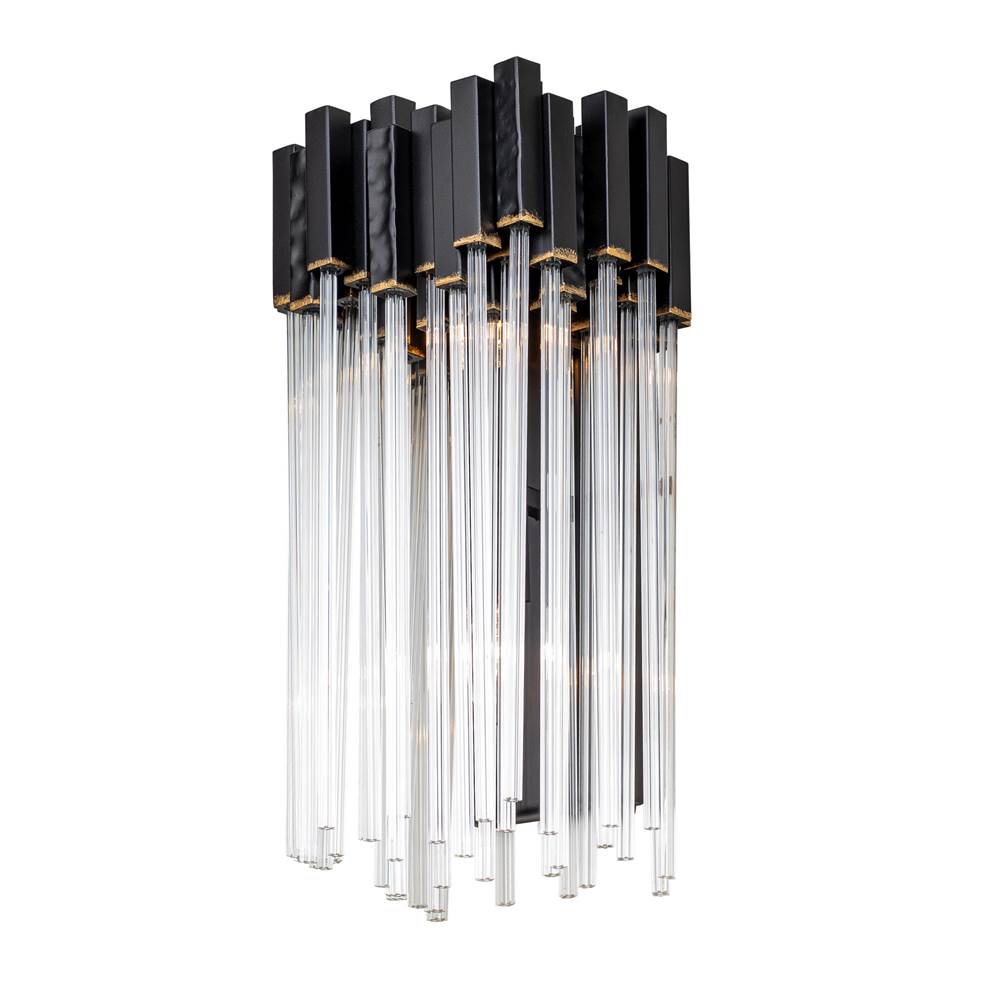 Varaluz 309W02MBFG Matte Black,French Gold Matrix 2-lt Sconce - Matte Black/french Gold Image 1
