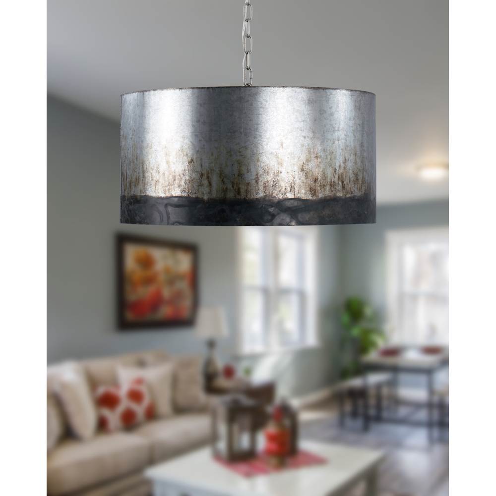 Varaluz 323P04OG Ombre Galvanized Cannery 4-lt Drum Pendant - Ombre Galvanized Image 1