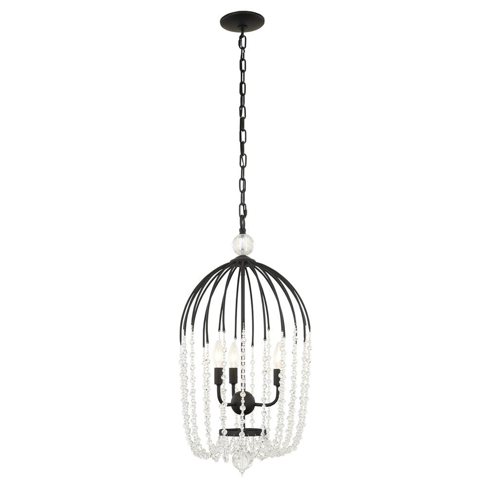 Varaluz 343F03MB Havana Gold Voliere 3-lt Crystal Tall Pendant - Matte Black Image 2