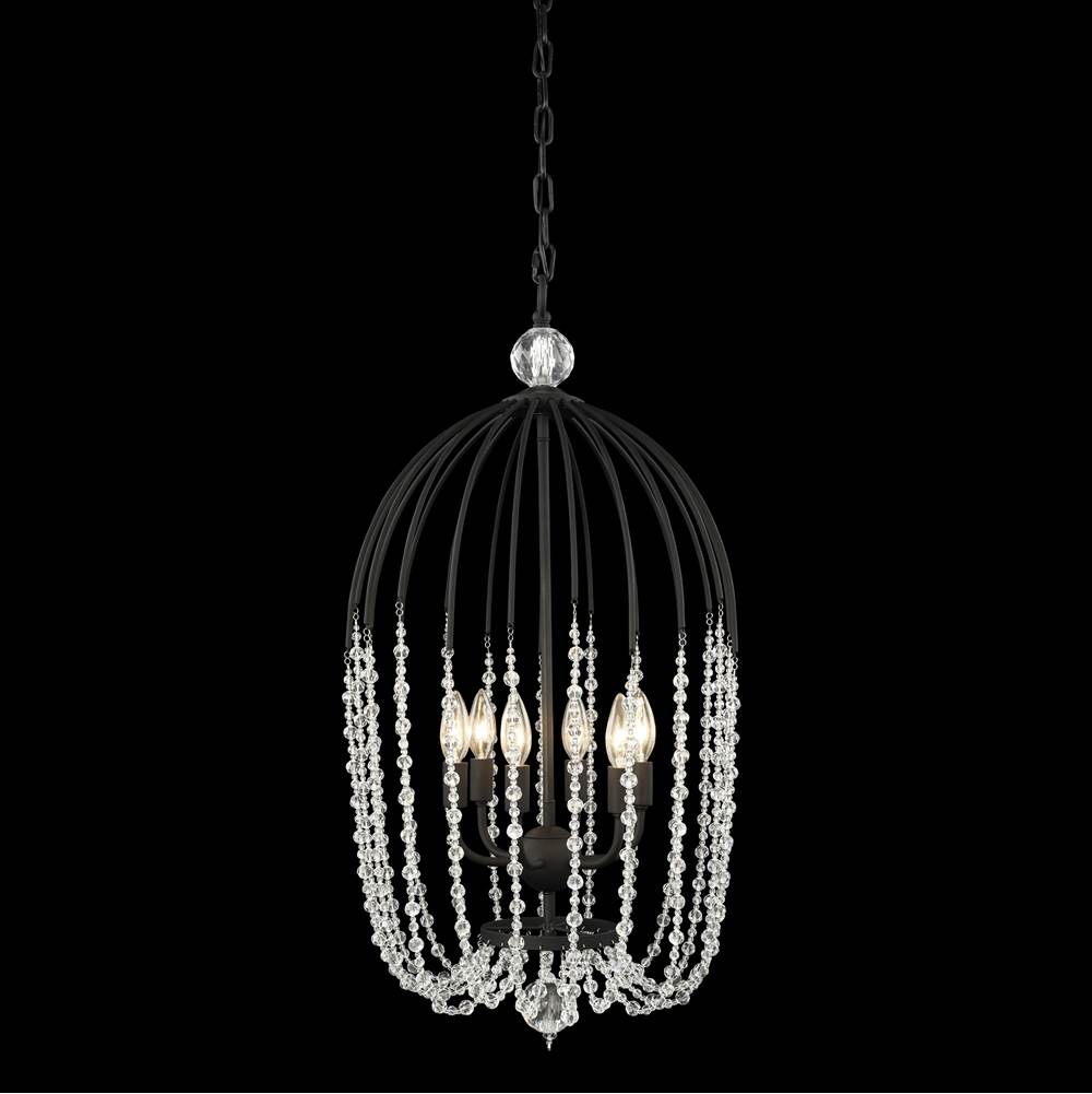 Varaluz 343F06MB Havana Gold Voliere 6-lt Crystal Pendant - Matte Black Image 1