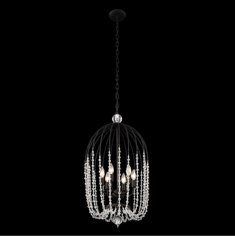 Varaluz Voliere 6-lt Crystal Pendant - Matte Black