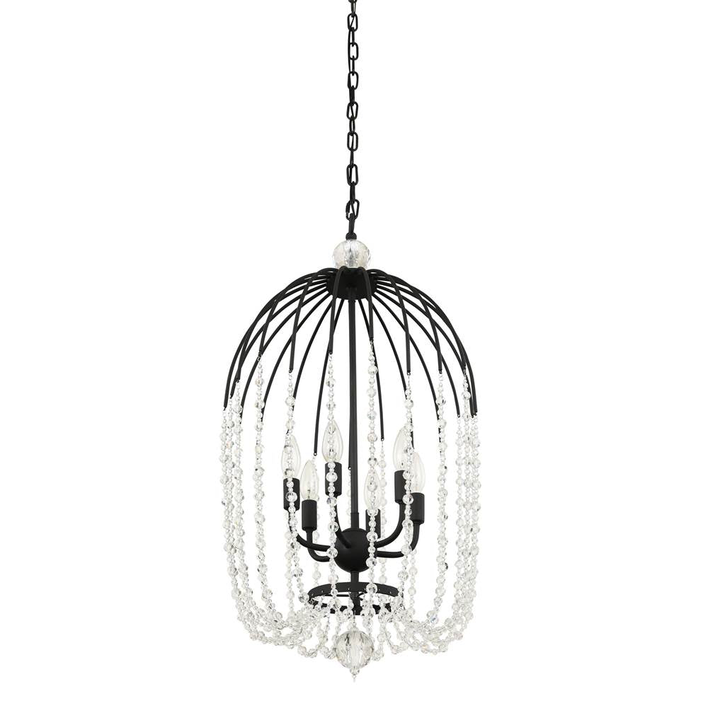 Varaluz 343F06MB Havana Gold Voliere 6-lt Crystal Pendant - Matte Black Image 4