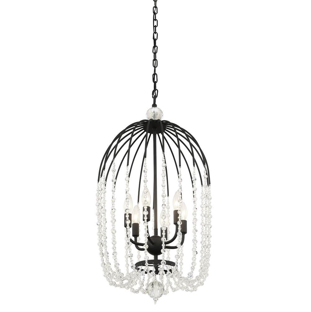Varaluz 343F06MB Havana Gold Voliere 6-lt Crystal Pendant - Matte Black Image 3