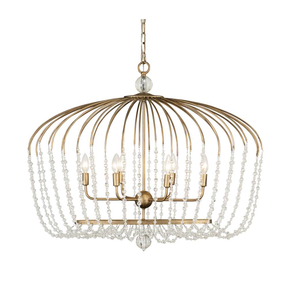 Varaluz Voliere 6-lt Crystal Oval Pendant - Havana Gold