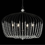 Varaluz 343N06MB Havana Gold Voliere 6-lt Crystal Oval Pendant - Matte Black Image 1