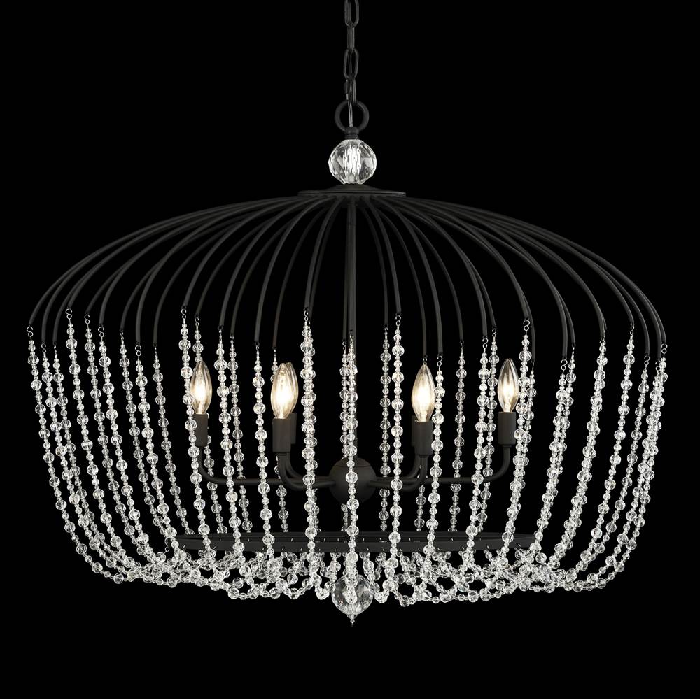 Varaluz 343N06MB Havana Gold Voliere 6-lt Crystal Oval Pendant - Matte Black Image 1