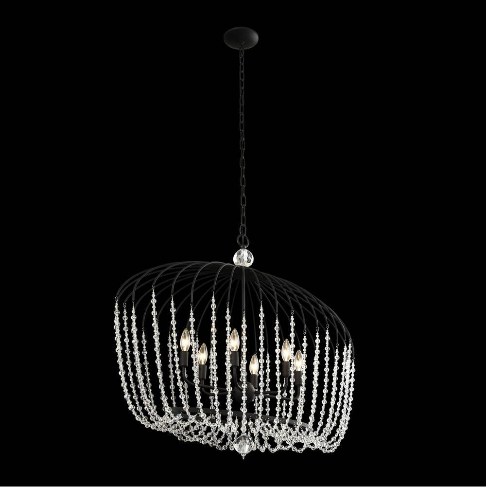 Varaluz Voliere 6-lt Crystal Oval Pendant - Matte Black