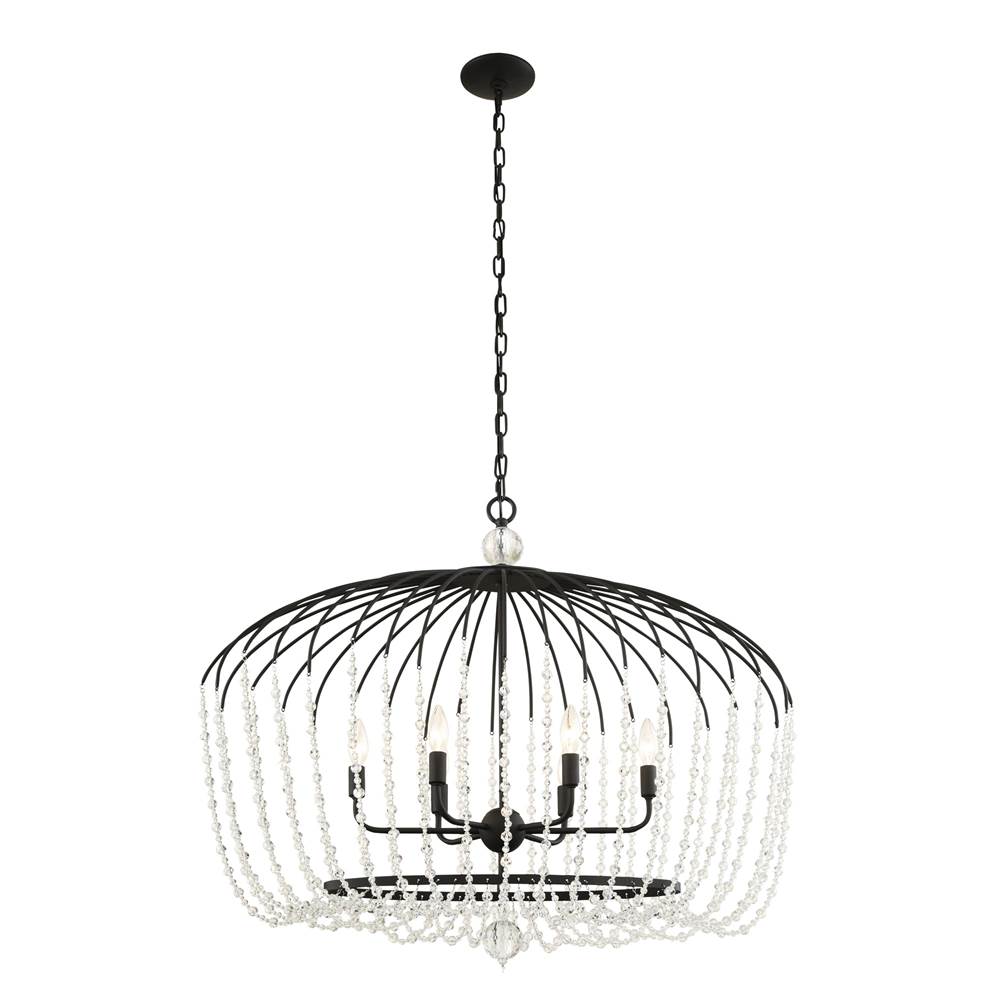 Varaluz 343N06MB Havana Gold Voliere 6-lt Crystal Oval Pendant - Matte Black Image 6