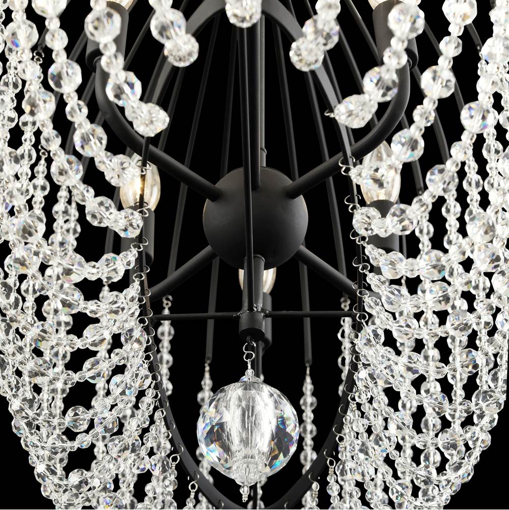 Varaluz 343N06MB Havana Gold Voliere 6-lt Crystal Oval Pendant - Matte Black Image 5