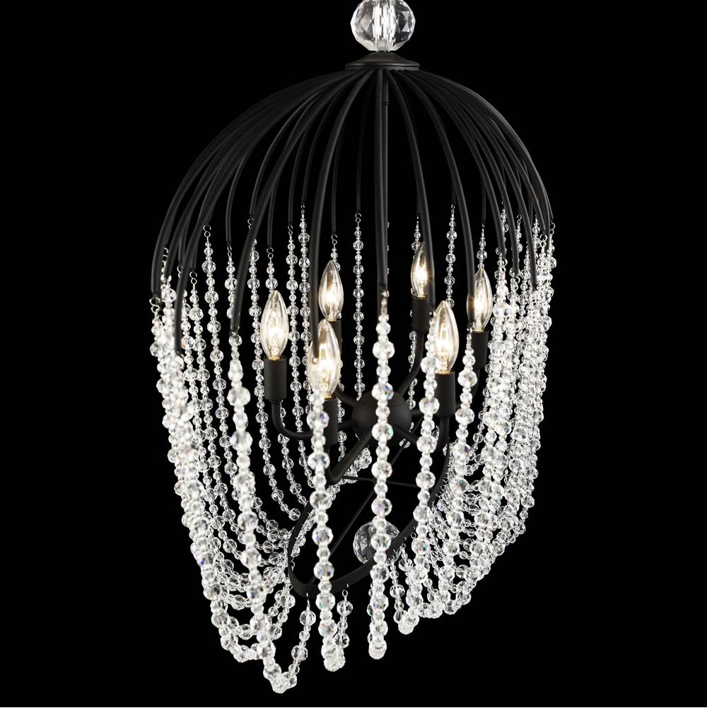 Varaluz 343N06MB Havana Gold Voliere 6-lt Crystal Oval Pendant - Matte Black Image 4