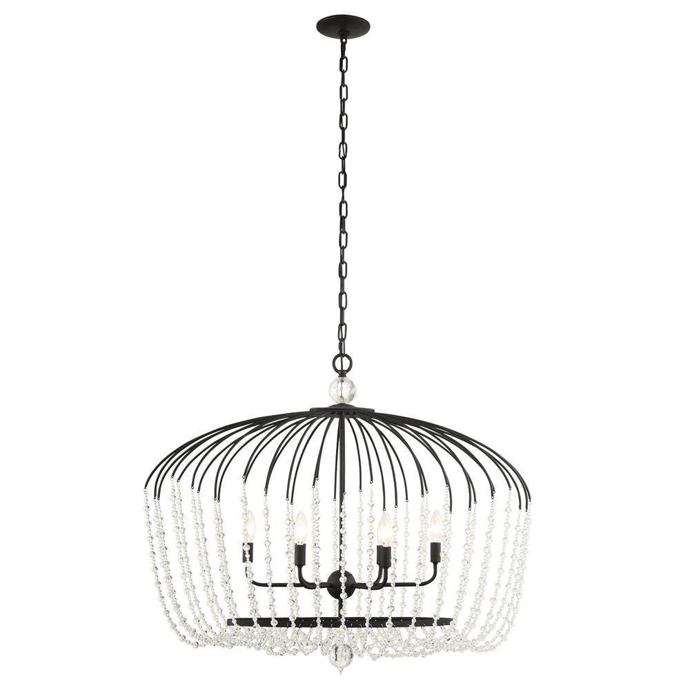 Varaluz 343N06MB Havana Gold Voliere 6-lt Crystal Oval Pendant - Matte Black Image 3