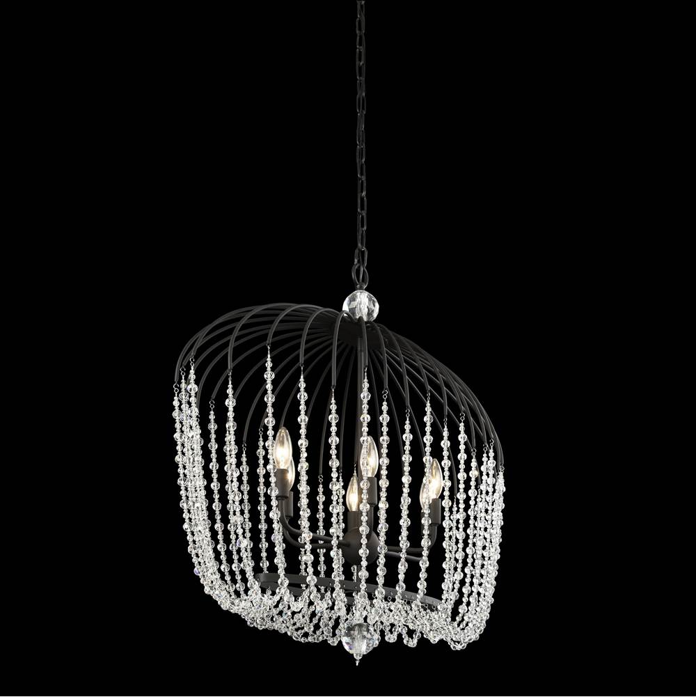 Varaluz 343N06MB Havana Gold Voliere 6-lt Crystal Oval Pendant - Matte Black Image 2