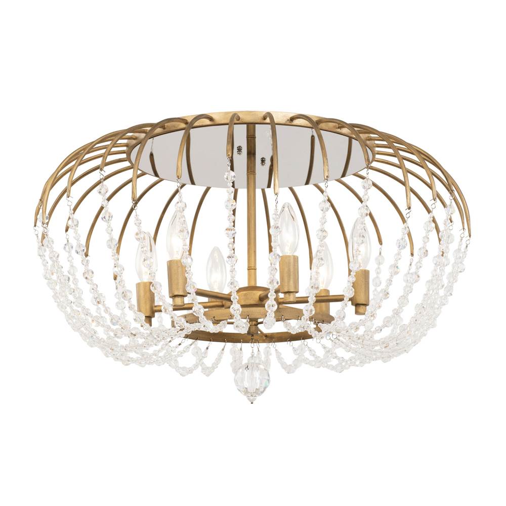 Varaluz 343S06HG Havana Gold Voliere 6-lt Semi-flush - Havana Gold Image 1