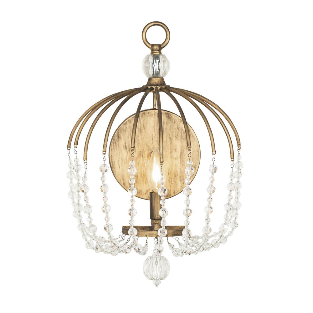 Varaluz 343W01HG Havana Gold Voliere 1-lt Crystal Wall Sconce - Havana Gold Image 1