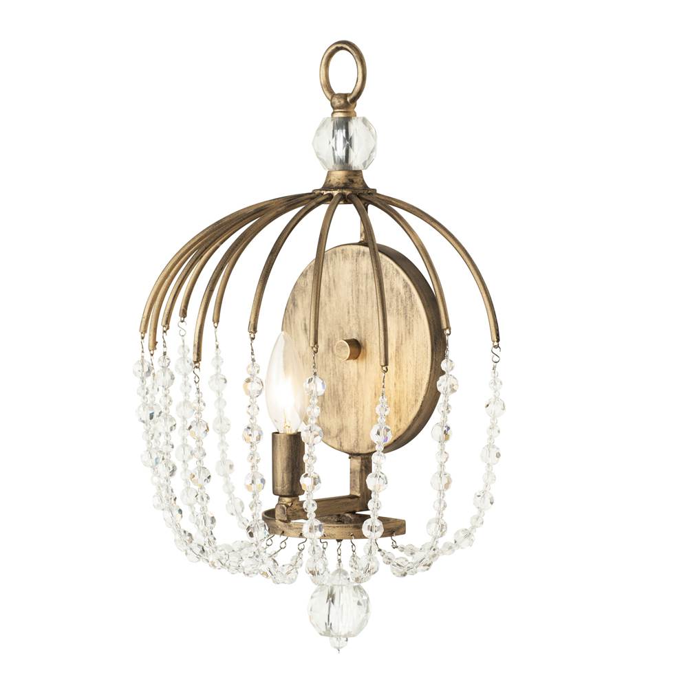 Varaluz 343W01HG Havana Gold Voliere 1-lt Crystal Wall Sconce - Havana Gold Image 2